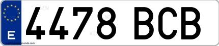 Ejemplo de matrícula española 4478 BCB