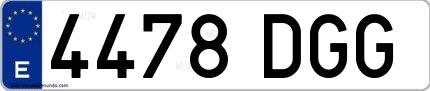 Ejemplo de matrícula española 4478 DGG