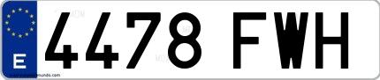Ejemplo de matrícula española 4478 FWH