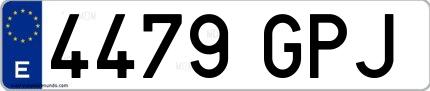 Ejemplo de matrícula española 4479 GPJ