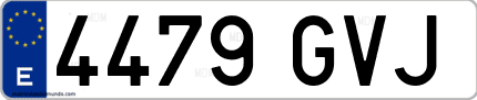 Ejemplo de matrícula de coche ordinaria 4479 GVJ