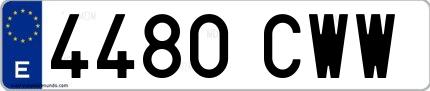 Ejemplo de matrícula española 4480 CWW