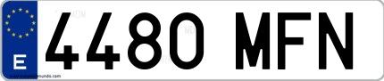 Ejemplo de matrícula española 4480 MFN