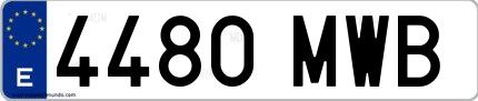 Ejemplo de matrícula española 4480 MWB