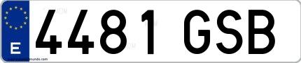 Ejemplo de matrícula española 4481 GSB