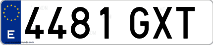Ejemplo de matrícula de coche ordinaria 4481 GXT