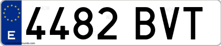 Ejemplo de matrícula de coche ordinaria 4482 BVT