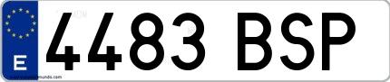 Ejemplo de matrícula española 4483 BSP