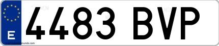 Ejemplo de matrícula española 4483 BVP