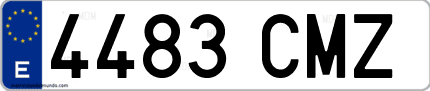 Ejemplo de matrícula de coche ordinaria 4483 CMZ