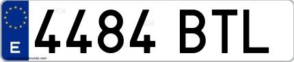Ejemplo de matrícula española 4484 BTL
