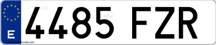 Ejemplo de matrícula española 4485 FZR