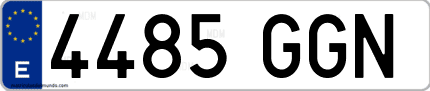 Ejemplo de matrícula de coche ordinaria 4485 GGN