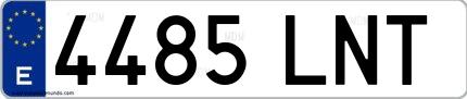 Ejemplo de matrícula española 4485 LNT