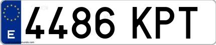 Ejemplo de matrícula española 4486 KPT