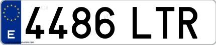Ejemplo de matrícula española 4486 LTR