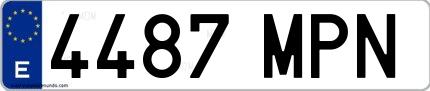 Ejemplo de matrícula española 4487 MPN