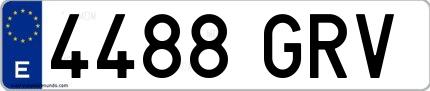 Ejemplo de matrícula española 4488 GRV