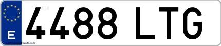 Ejemplo de matrícula española 4488 LTG