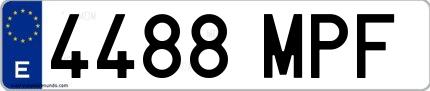 Ejemplo de matrícula española 4488 MPF