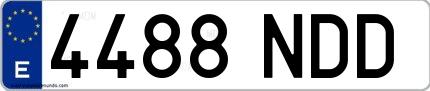 Ejemplo de matrícula española 4488 NDD