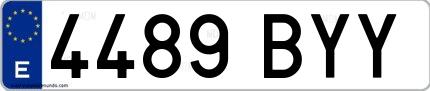 Ejemplo de matrícula española 4489 BYY