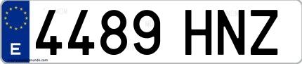 Ejemplo de matrícula española 4489 HNZ