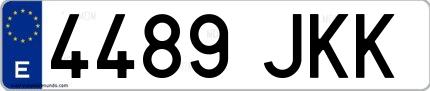 Ejemplo de matrícula española 4489 JKK