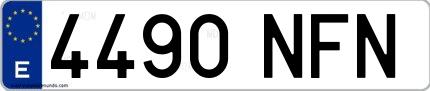 Ejemplo de matrícula española 4490 NFN