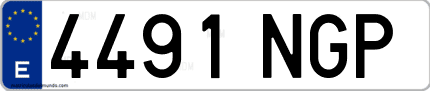 Ejemplo de matrícula de coche ordinaria 4491 NGP