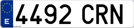 Ejemplo de matrícula de coche ordinaria 4492 CRN