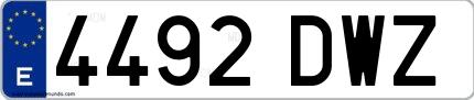 Ejemplo de matrícula española 4492 DWZ