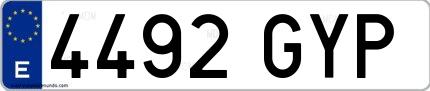 Ejemplo de matrícula española 4492 GYP
