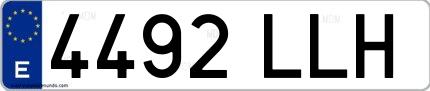Ejemplo de matrícula española 4492 LLH