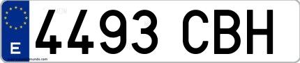 Ejemplo de matrícula española 4493 CBH