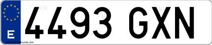 Ejemplo de matrícula española 4493 GXN