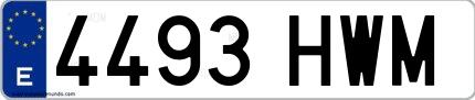 Ejemplo de matrícula española 4493 HWM