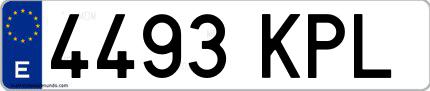Ejemplo de matrícula española 4493 KPL
