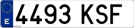 Ejemplo de matrícula española 4493 KSF