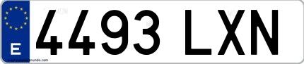 Ejemplo de matrícula española 4493 LXN