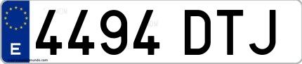 Ejemplo de matrícula española 4494 DTJ
