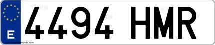 Ejemplo de matrícula española 4494 HMR