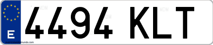 Ejemplo de matrícula de coche ordinaria 4494 KLT