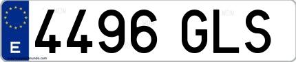 Ejemplo de matrícula española 4496 GLS
