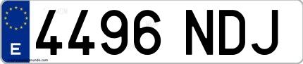 Ejemplo de matrícula española 4496 NDJ
