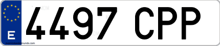 Ejemplo de matrícula de coche ordinaria 4497 CPP