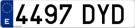 Ejemplo de matrícula española 4497 DYD
