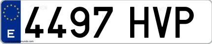 Ejemplo de matrícula española 4497 HVP
