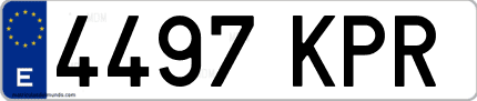 Ejemplo de matrícula de coche ordinaria 4497 KPR