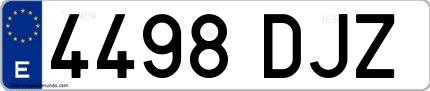 Ejemplo de matrícula española 4498 DJZ